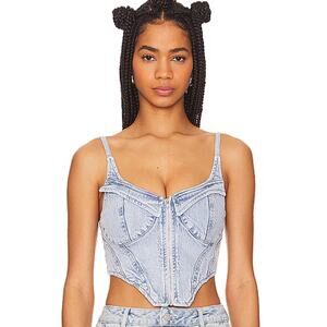 AFRM x Revolve Iris Top in Crystal Blue Wash with Stones Size Small